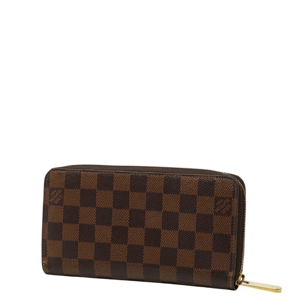 Louis Vuitton Brown Damier Zippy Leather Round Wallet Long Zipper